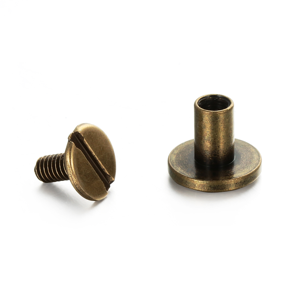 10pc 5/6.5/8mm solida band nitar skruv läder hantverk spik bult bokföring runt huvud skruvar bagage hantverk kläder mässing spik