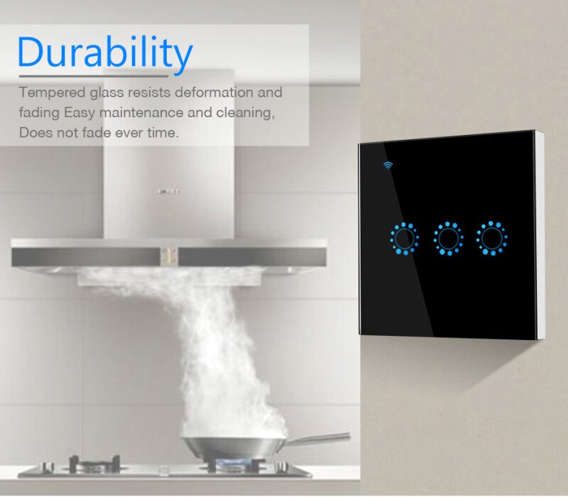 Touch Switch Smart Switch Panel Wall switch 1/2/3 Gang Wifi Light Switch US / EU Standard Work with Alexa Google Home