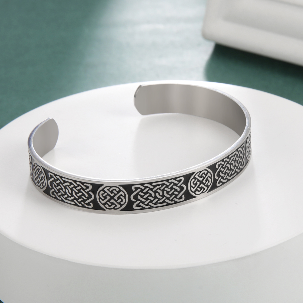 Bracciale rigido vichingo Triquetra per uomo ragazzo in acciaio inossidabile buona fortuna nodo celtico amuleto Vintage ▾ nodi irlandesi braccialetto gioielli regalo