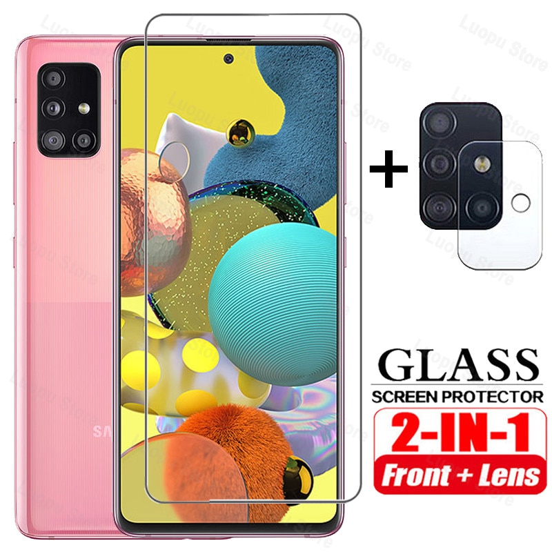 2in1 Tempered Glass for Samsung A51 A71 A50 A30 A21S A31 A20E Screen Protector Camera lens Protective for Samsung A51 A71 glass