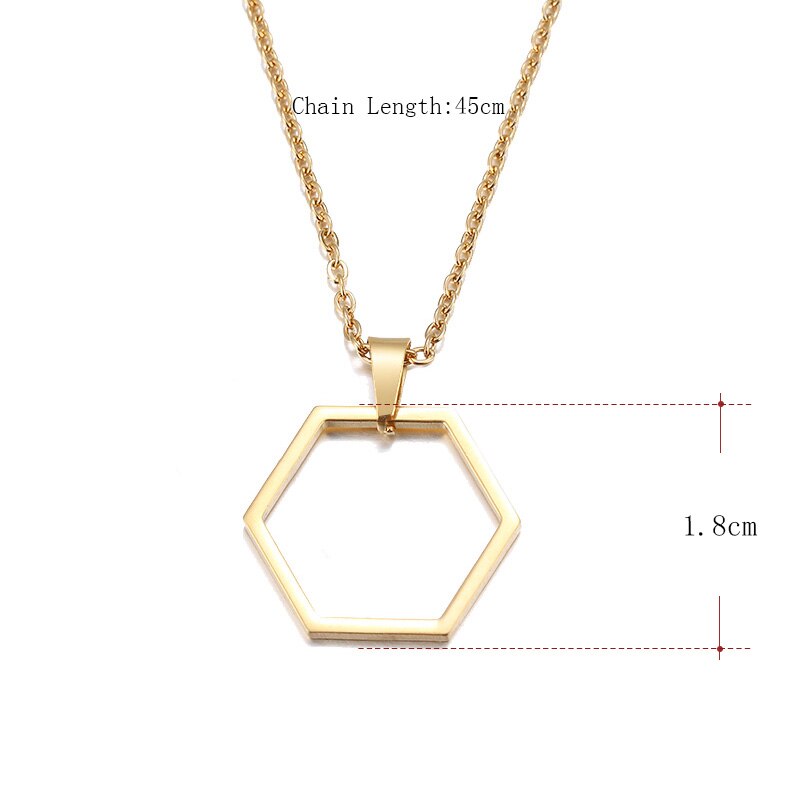 Hexagonal Necklace for Women - Classic Minimalist Geometric Square Pendant - Everyday Jewelry