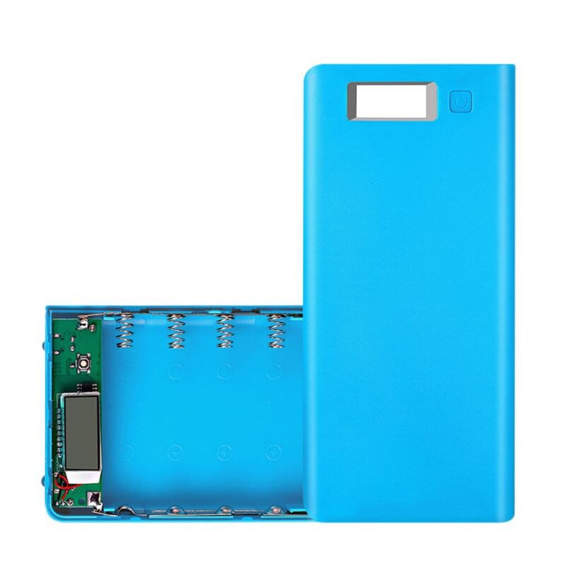 Diy 8x18650 bateria portátil power bank caso escudo caixa display lcd duplo usb caixa de banco de potência: Blue