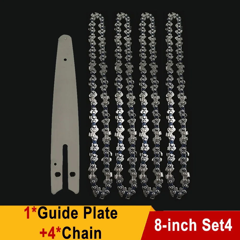 Sierra eléctrica de 8 pulgadas, 1/4 "P, 45 nudos, 22 cuchillos, cadenas de motosierra, hoja de sierra de registro, accesorios de cadena de sierra de cadena para podar, corte de madera: AMARILLO/NEGRO
