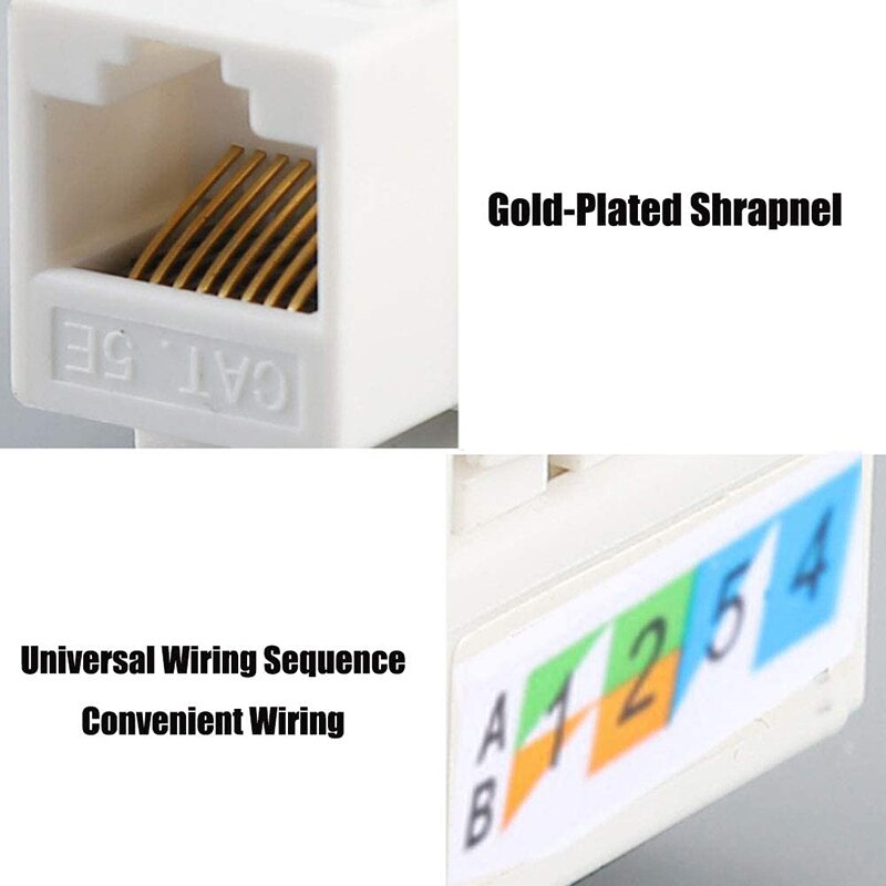 50 Pack RJ45 Cat6 90-Degree Keystone Jack Insert Ethernet UTP Cat6 Keystone Jacks