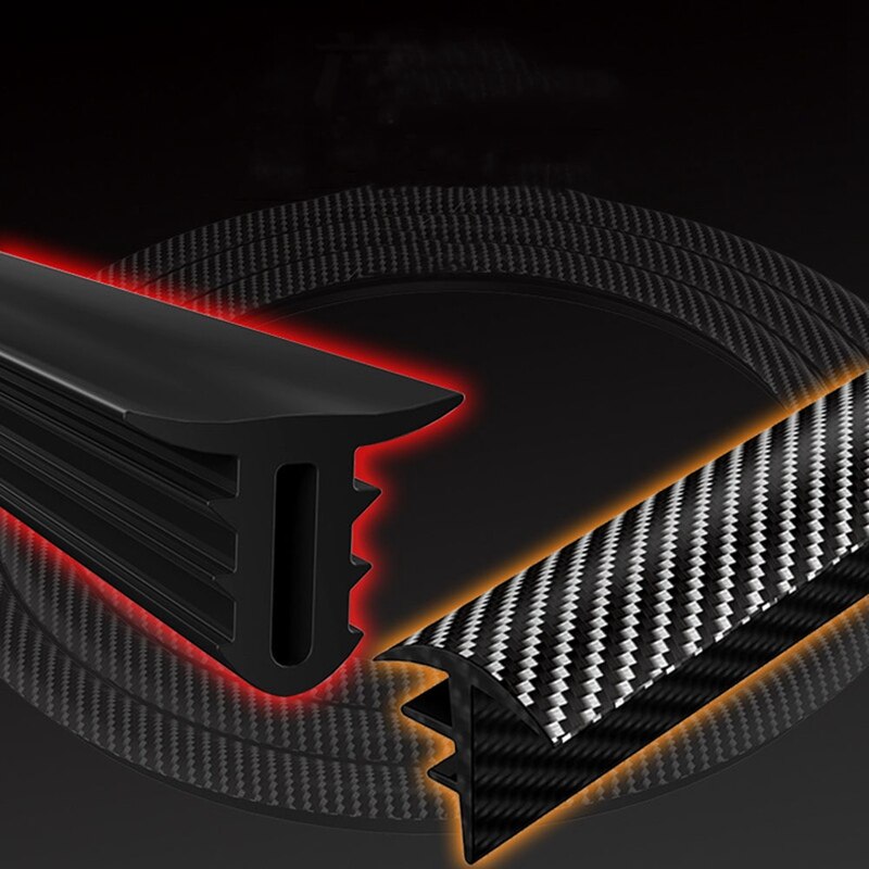 1.6M Car Dashboard Edges Sealing Strip Carbon Fiber pattern Noise Insulation Interior Front Windshield Gap Sealing Rubber Strips