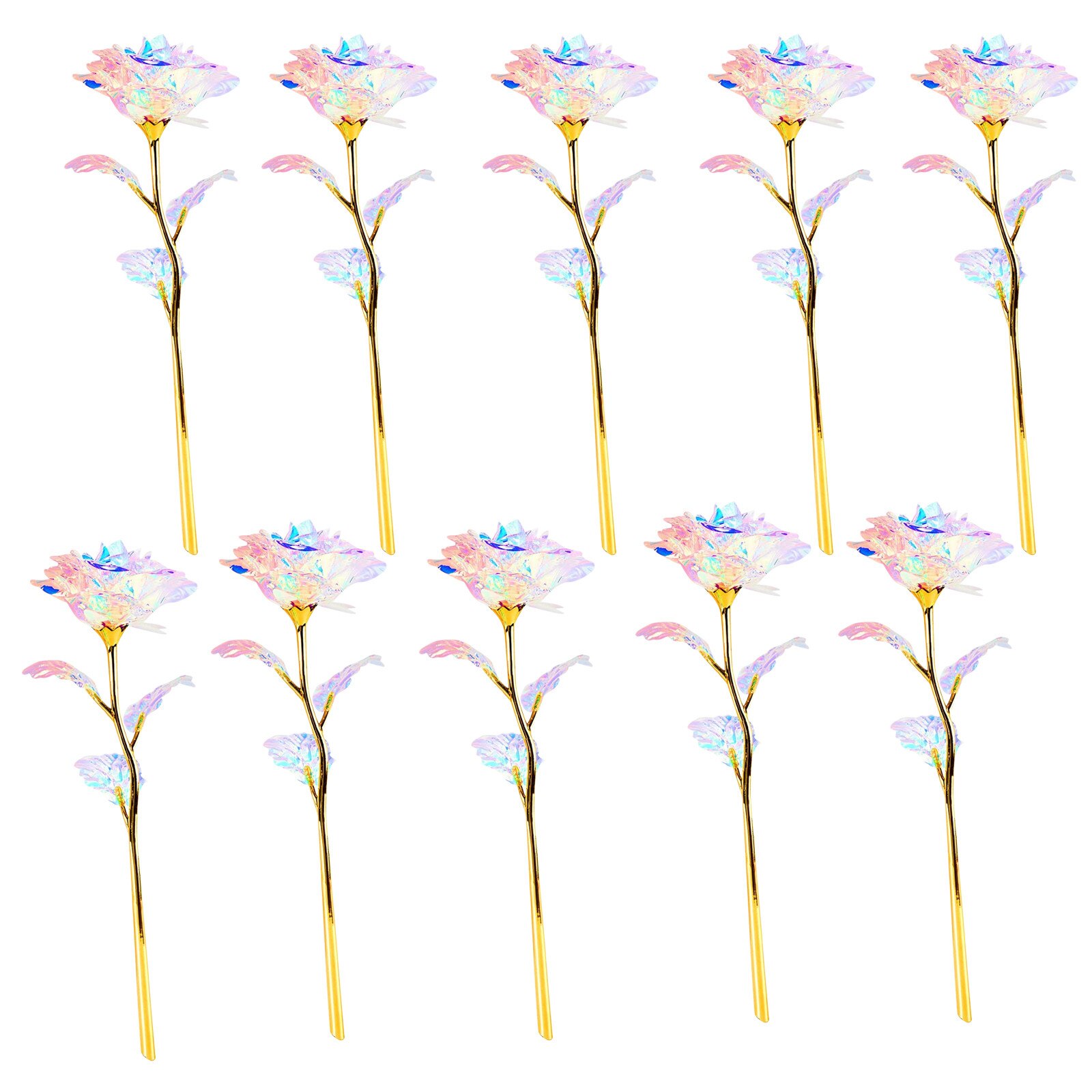 10 stk valentinsdag gullfolie roseblomster kunstig bukett 24k uten lys hjemmedekorasjon sztuczne kwiaty