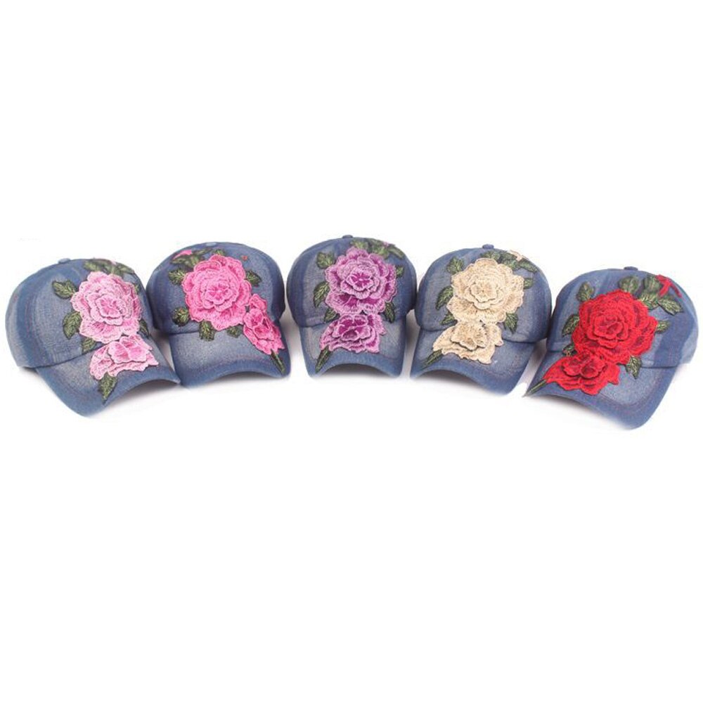 Feminino floral denim clássico boné chapéu de beisebol casual ajustável cowboy chapéus hatcs0407