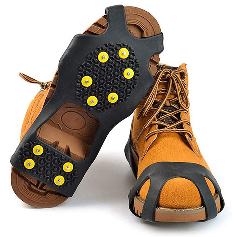 Crampones antideslizantes para zapatos, cubrezapatos de nieve, hielo, invierno, tallas S, M, L, XL, 4 tamaños, 10 tachuelas