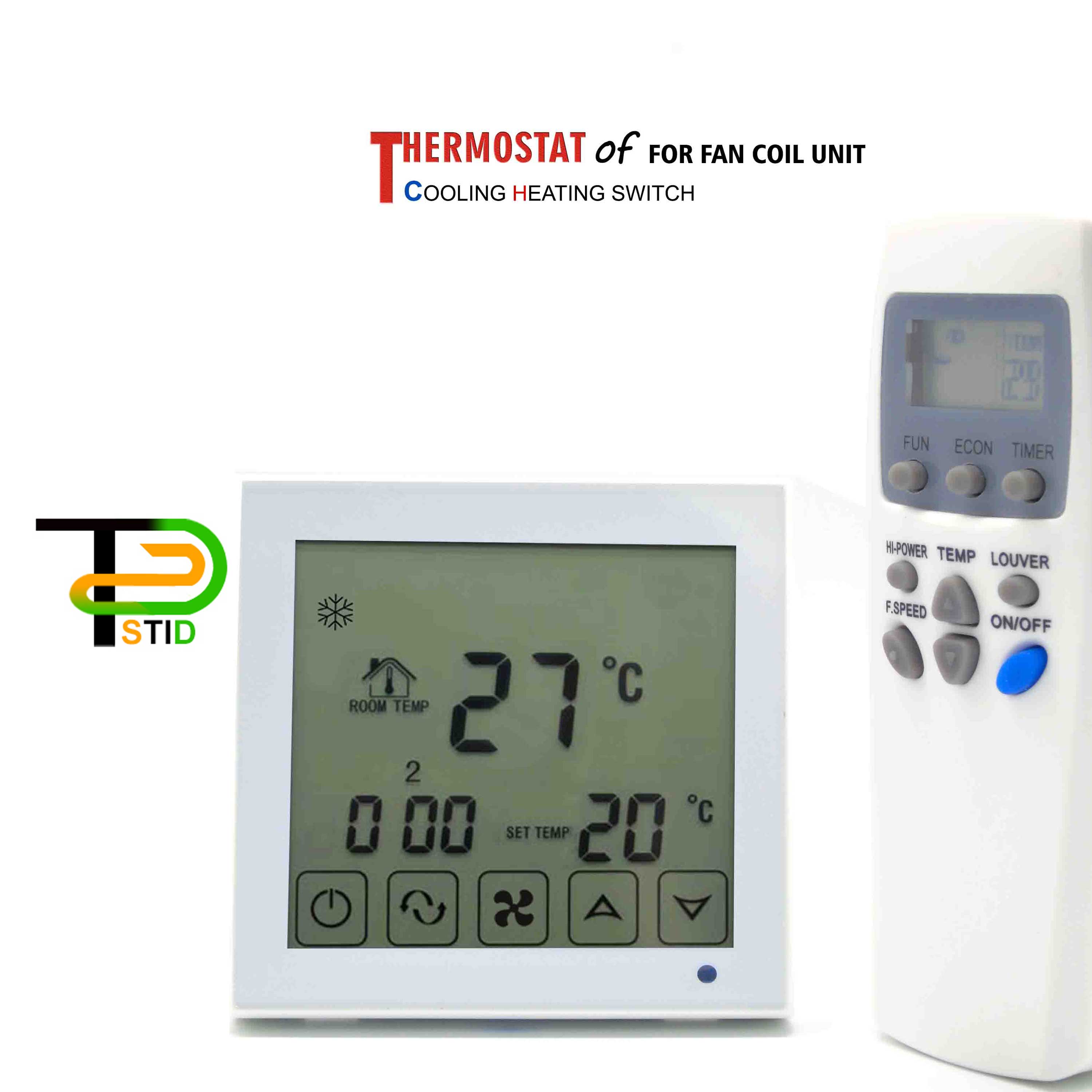 2P Fan Coil Unit Temperature Thermostat Control For Programable Thermostatic Valve Remote Control Optional