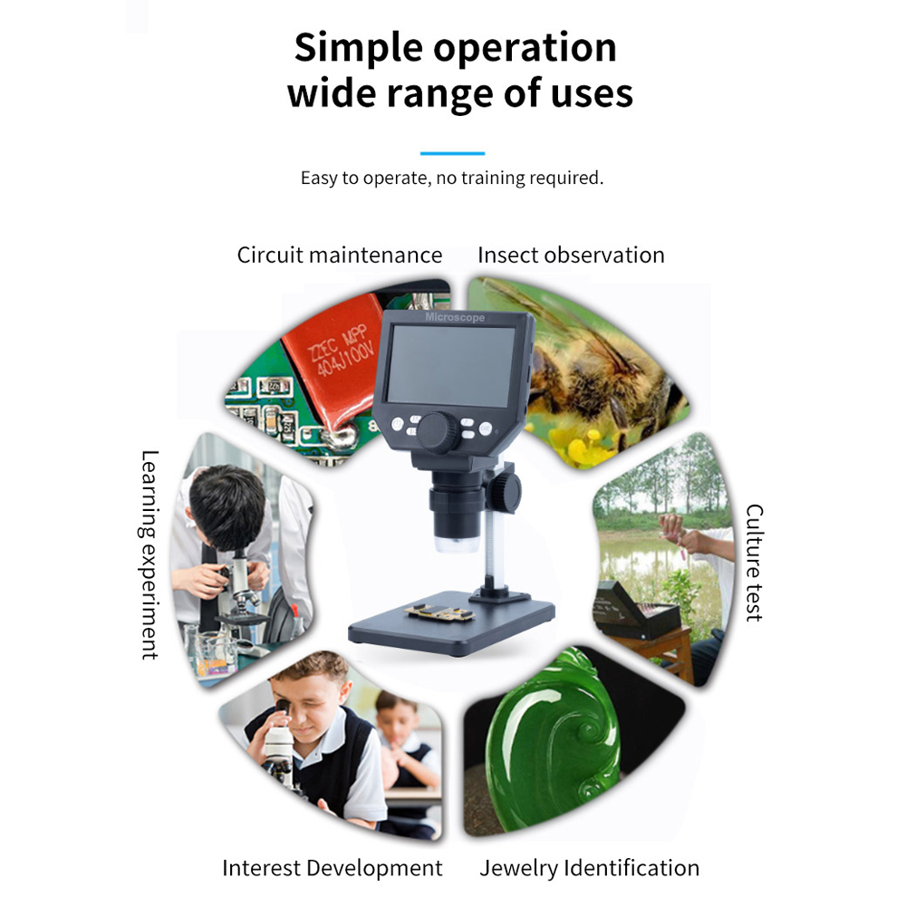 G1000 Digital Electron Microscope 4.3 Inch Large Base LCD Display 8MP 1-1000X Continuous Amplification Magnifier