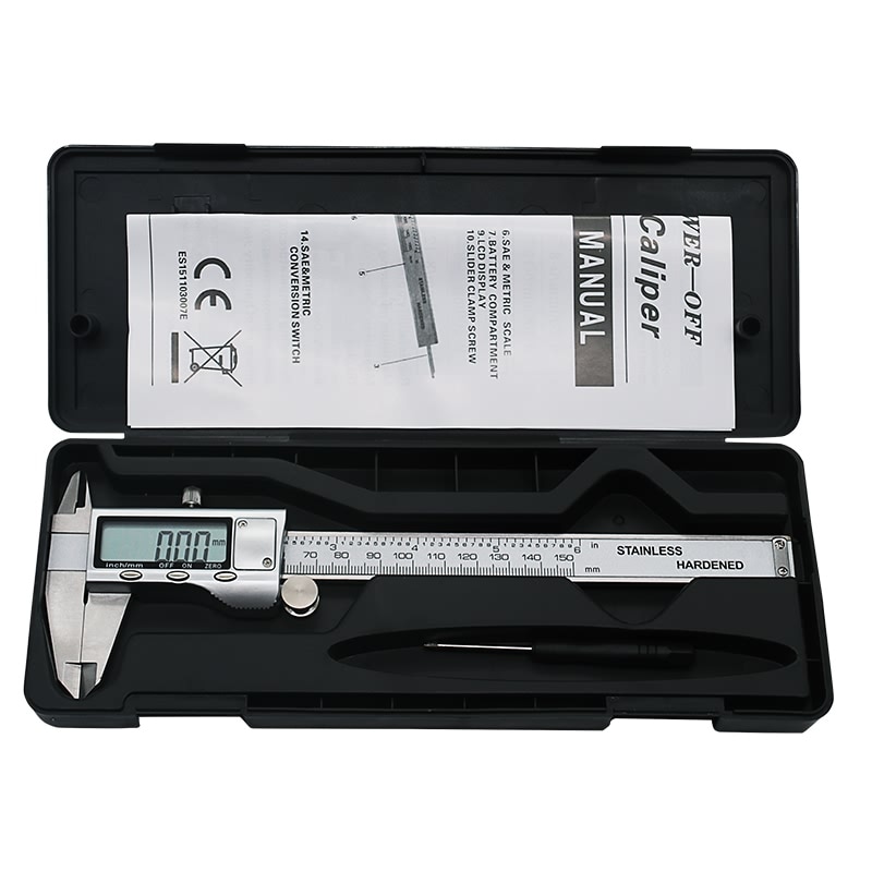 Ton 09 6- tum 150mm rostfritt stål elektronisk digital vernier mätare mikrometer metall