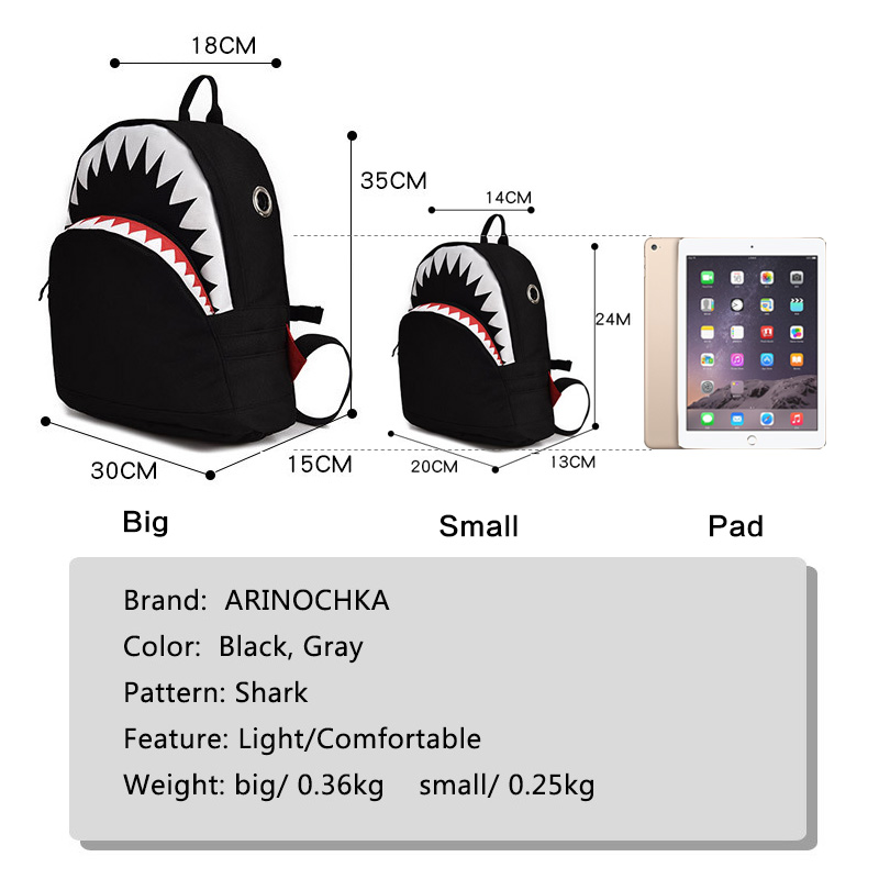 Kids 3D Model Shark Schooltassen Baby mochilas Kind Schooltas voor de Kleuterschool Jongens en Meisjes Rugzak Kind Canvas rugzak