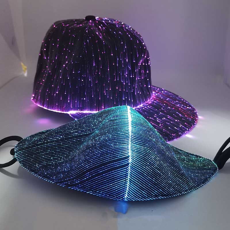 Sombrero de béisbol con luz LED brillante, gorra luminosa de fibra óptica para , Festival de Música, Rave, Navidad y Halloween