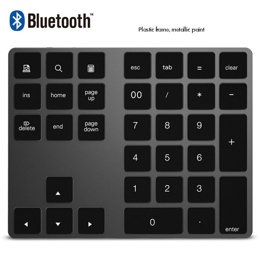 Bluetooth-compatible Keyboard, 34Keys Mini Foldable Wireless Keyboard, Durable Aluminum Alloy Housing, for iOS Android, Windows: Plastic Black