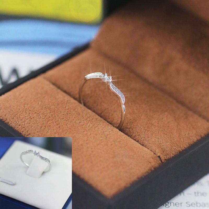 Casual Ring Rose Gold Gefüllt Weiß Kristall Zirkon Hochzeit Engagement Ring Größe 6-10 Für Frauen Schmuck