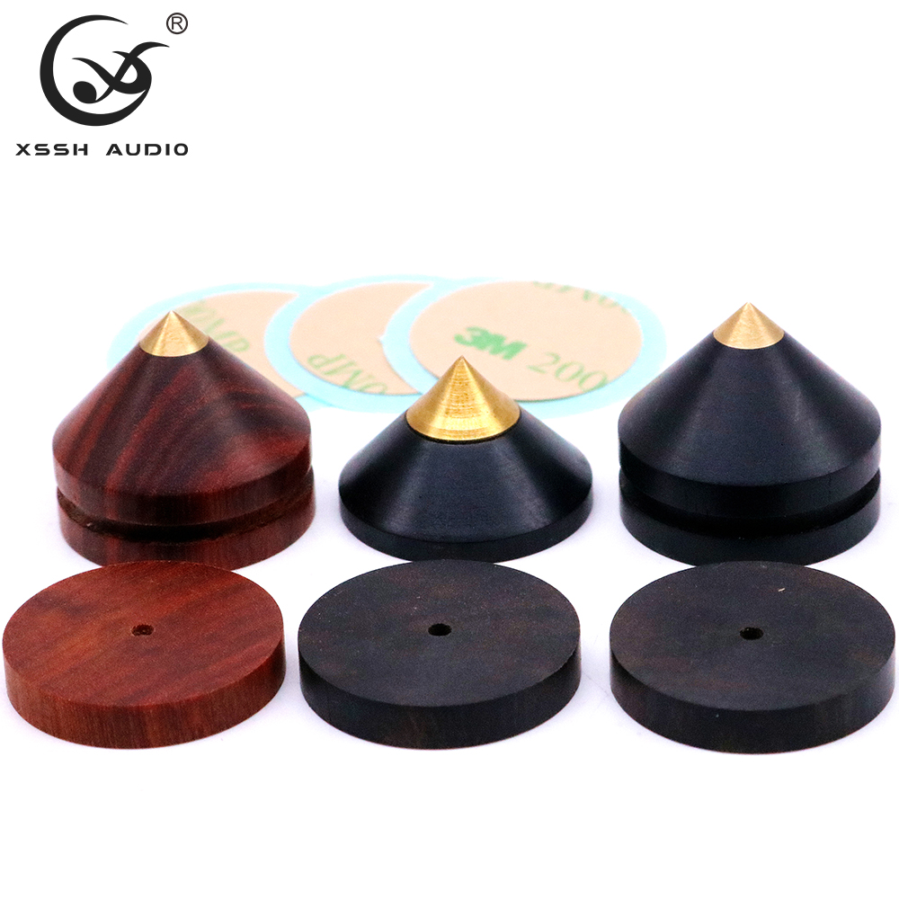 Wood Speaker Isolation Feet XSSH Audio YIVO HiFi Shock Absorber Brass Cone CD Amplifier Speaker Spike Feet Stand Spikes
