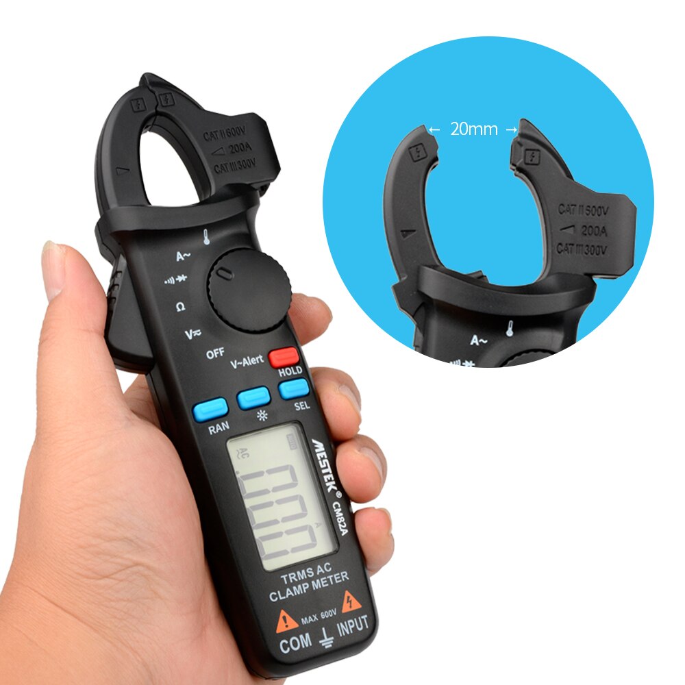 MESTEK AC Clamp Meter CM82A/B/C TRMS Auto-ranging Digital Clamp Multimeter Voltage Current Diode Continuity Tester with Clip
