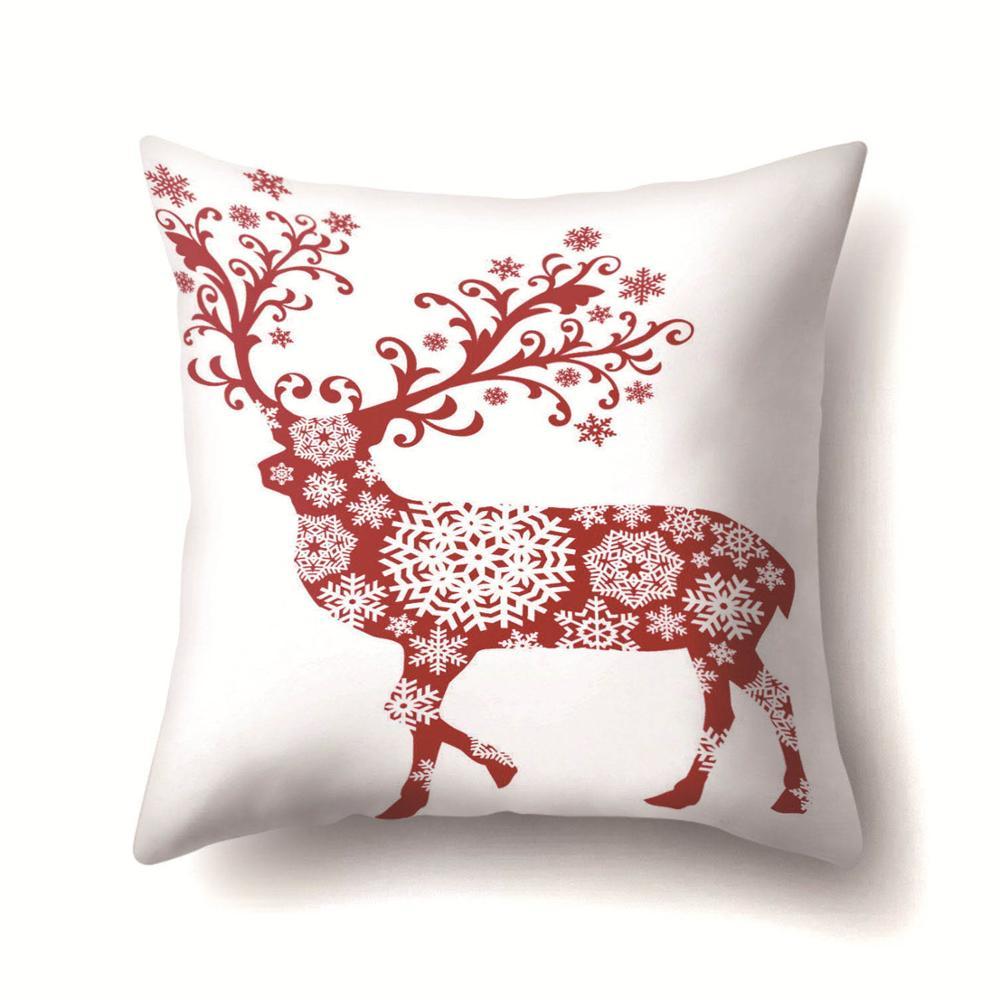 Mignon cerf noël housse de coussin Polyester décoratif jeter oreiller noël nouvel an décor à la maison cojines decorativos para canapé 40543: 2BZ-40543-092