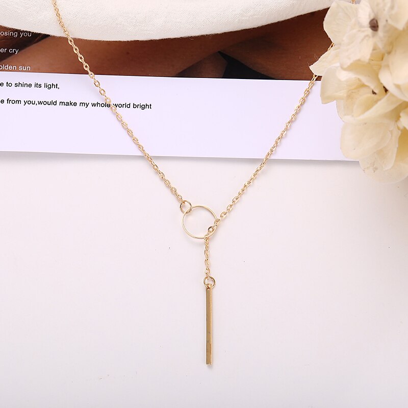 Eenvoudige Geometrische Kwastje Lange Hanger Choker Ketting Voor Vrouwen Meisjes Mode Femme Goud Kleur Chain Kettingen Sieraden