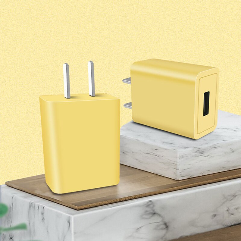 5V 2A Usb Snellader Adapter Draagbare Traval Oplader Mobiele Telefoon Snel Opladen Charger Power Adapter Voor Iphone 12 samsung: Yellow