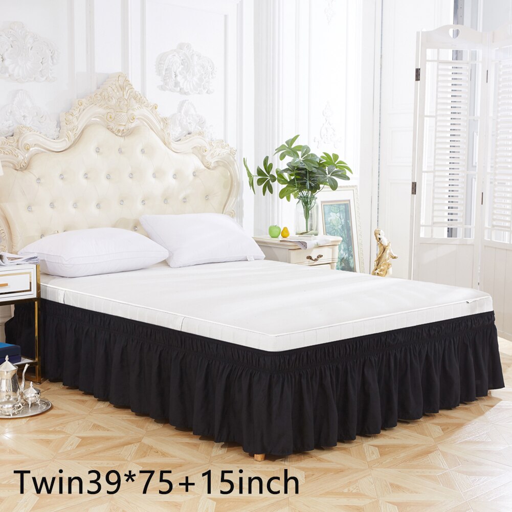 Drie Zijden Geen Oppervlak Bruiloft Elastische Ruches Solid Home Decoratie Cover Bed Rok Slaapkamer Hotel Twin Queen Wrap Rond
