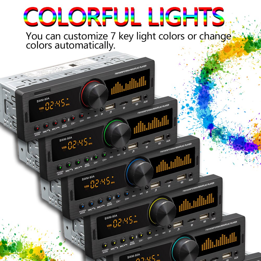 SWM-80A 1 DIN Car Radio Audio Copy Bluetooth TF USB AUX Locator Head Unit Auto Multimedia MP3 Player Repalcement Parts