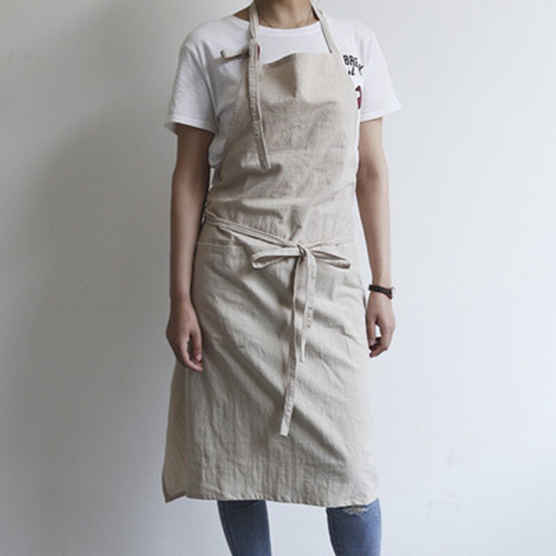 Delantal de cocina para mujer, chaleco antiincrustante, accesorios de limpieza del hogar, delantal de trabajo con bolsillo: Beige