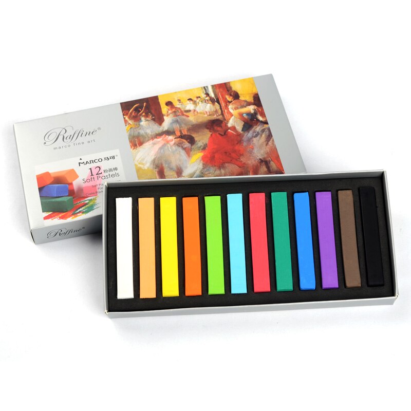 Marco de rafia de 12/24/36 colores, pasteles suaves artísticos, tiza para dibujar y pintar, juego de pintura de arte, pincel de cera seca: 12 Colors Pastel