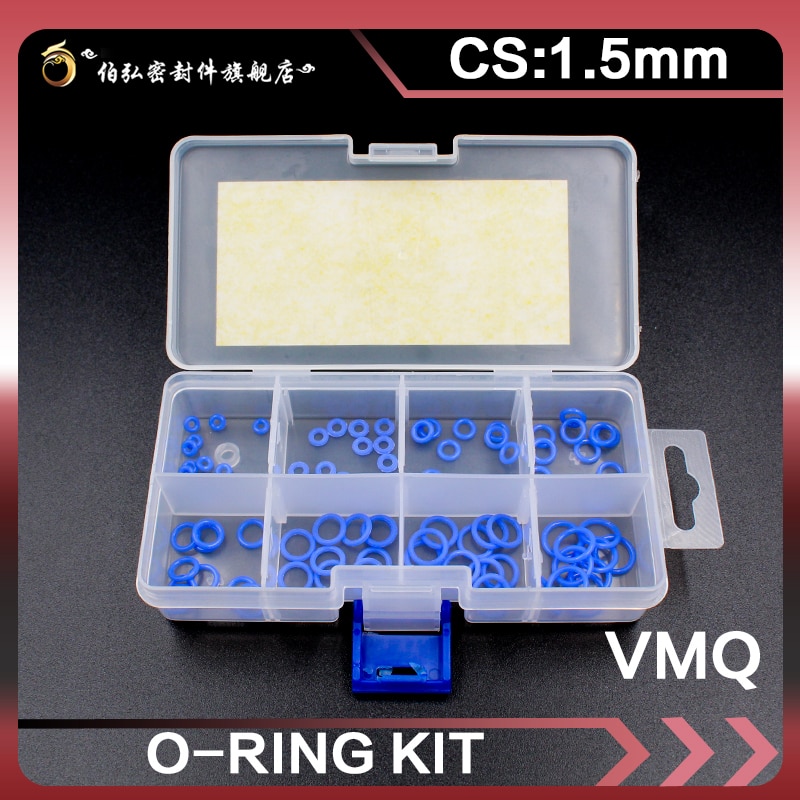 Blue Silicone rubber O-Ring Thickness 1.5mm Ring Seal Silicon Sealing O-rings VMQ Washer oring set Assortment Kit Set O Ring