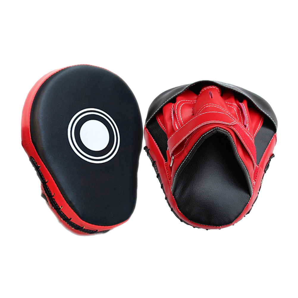 Et par fokus punch luffer pu læder sparker håndflader puder camber taekwondo træning boksning mål pad med justerbar rem