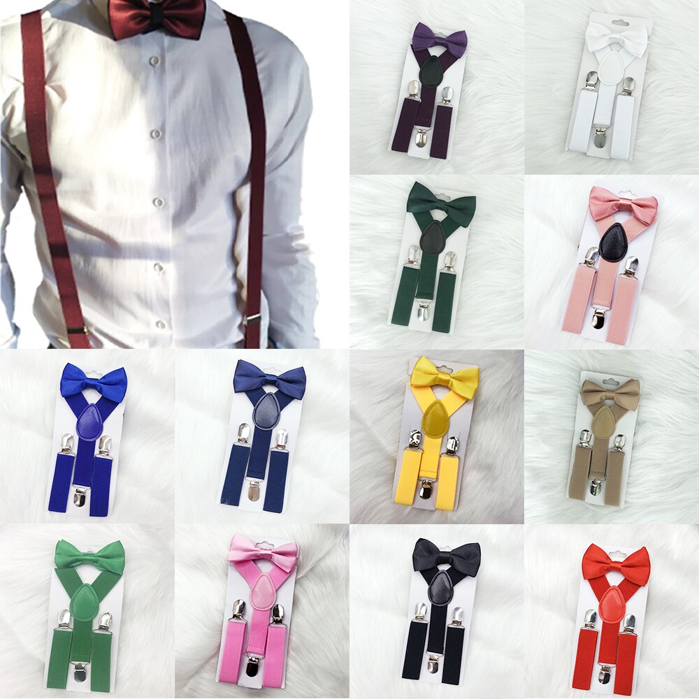 Kids Suspenders with Bowtie Children Bow Tie Set Boys Braces Girls Adjustable Suspenders Baby Wedding Ties Accessories