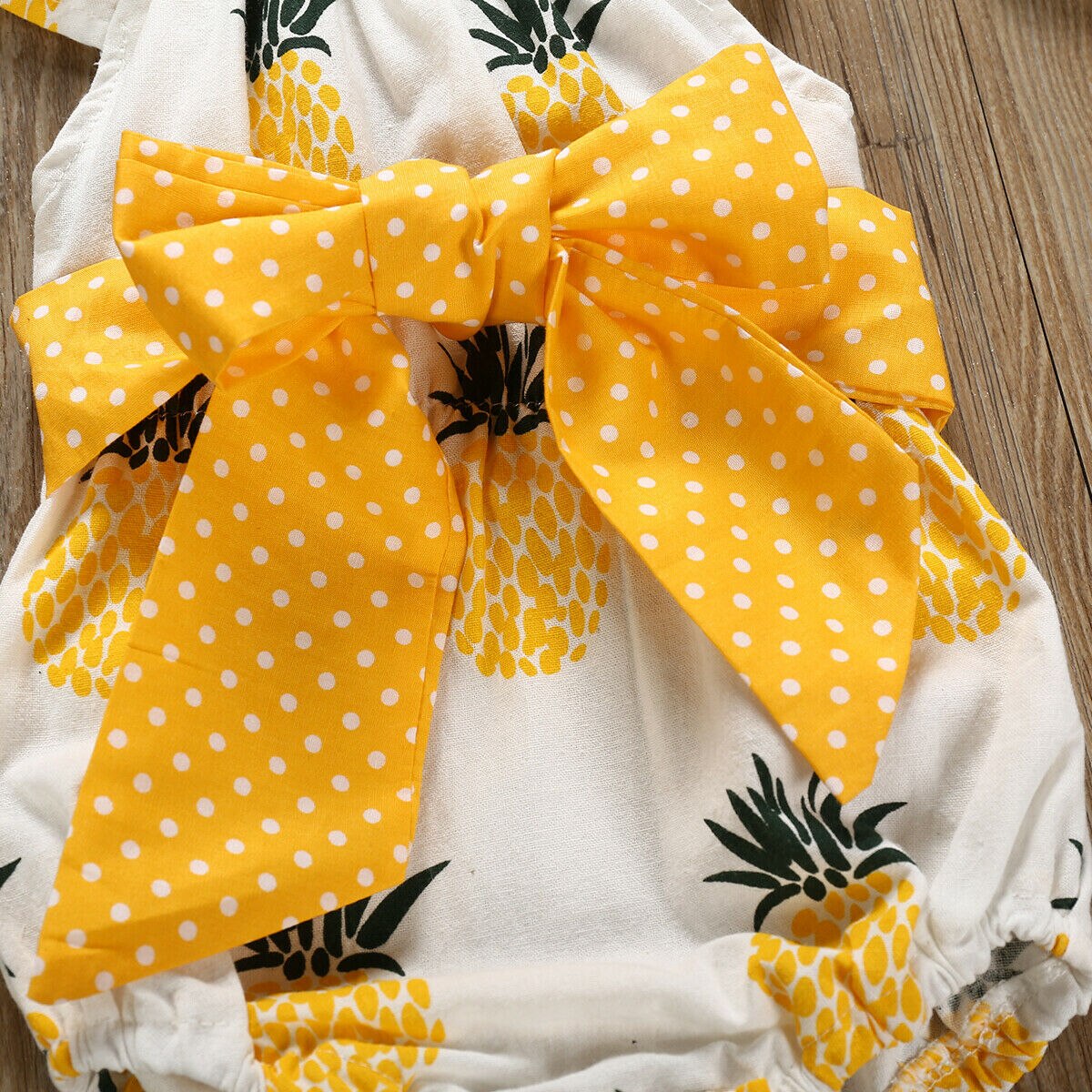 Baby Summer Clothing Pretty Infant Baby Girls Pineapple Bodysuit Ruffles Short Sleeve Bowknot Sash Jumpsuit Clothes Outfit