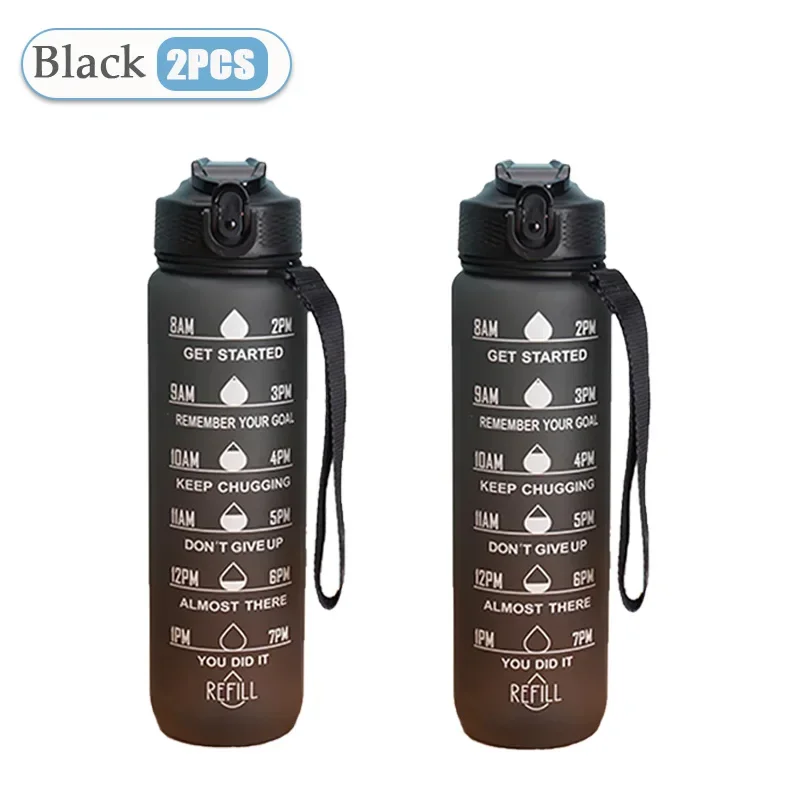 1000 ML Water Bottle Motivational Sport Water Bottle Leakproof Drinking Bottles Outdoor Travel Gym Fitness Jugs For Kitchen: Yellow