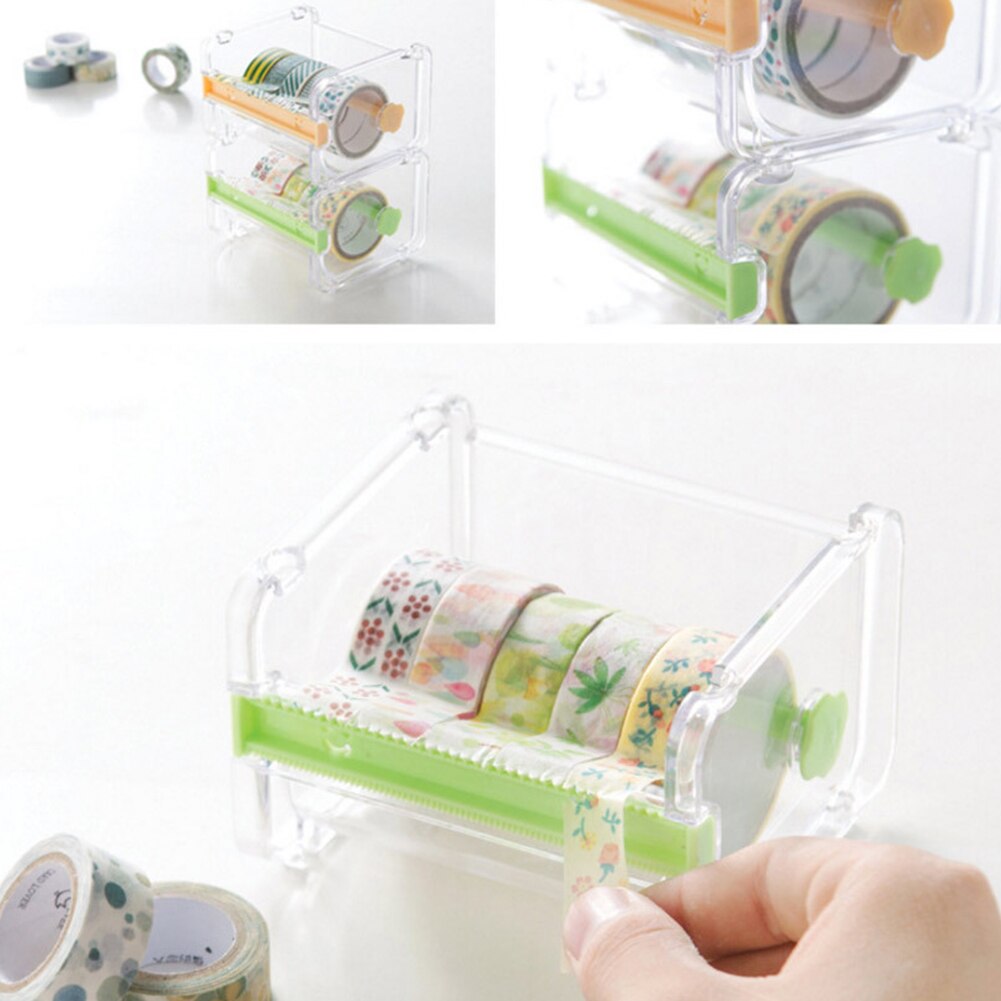 Desktop Paper Tape Cutter Holder Dispenser Craft Office Stationery Box