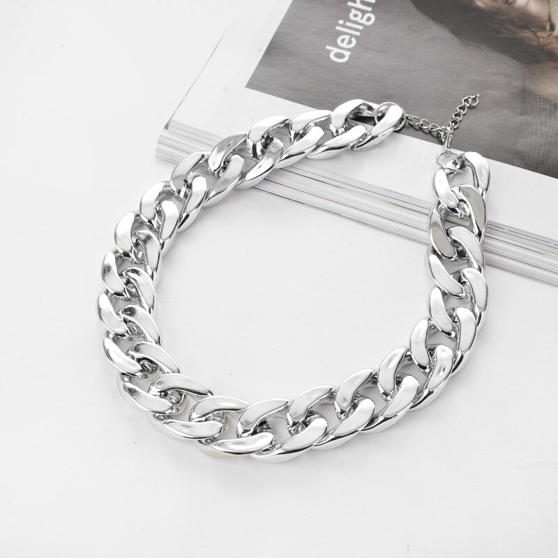 Vrouwelijke Mode Hip Hop Korte Kettingen Punk Goud Zilver Kleur Dikke Ketting Statement Ketting Vrouwen Sieraden