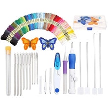 71 pièces stylo à broder magique poinçon aiguille point de croix broderie couture accessoire outils Kit 50 écheveaux 21 outils aiguilles