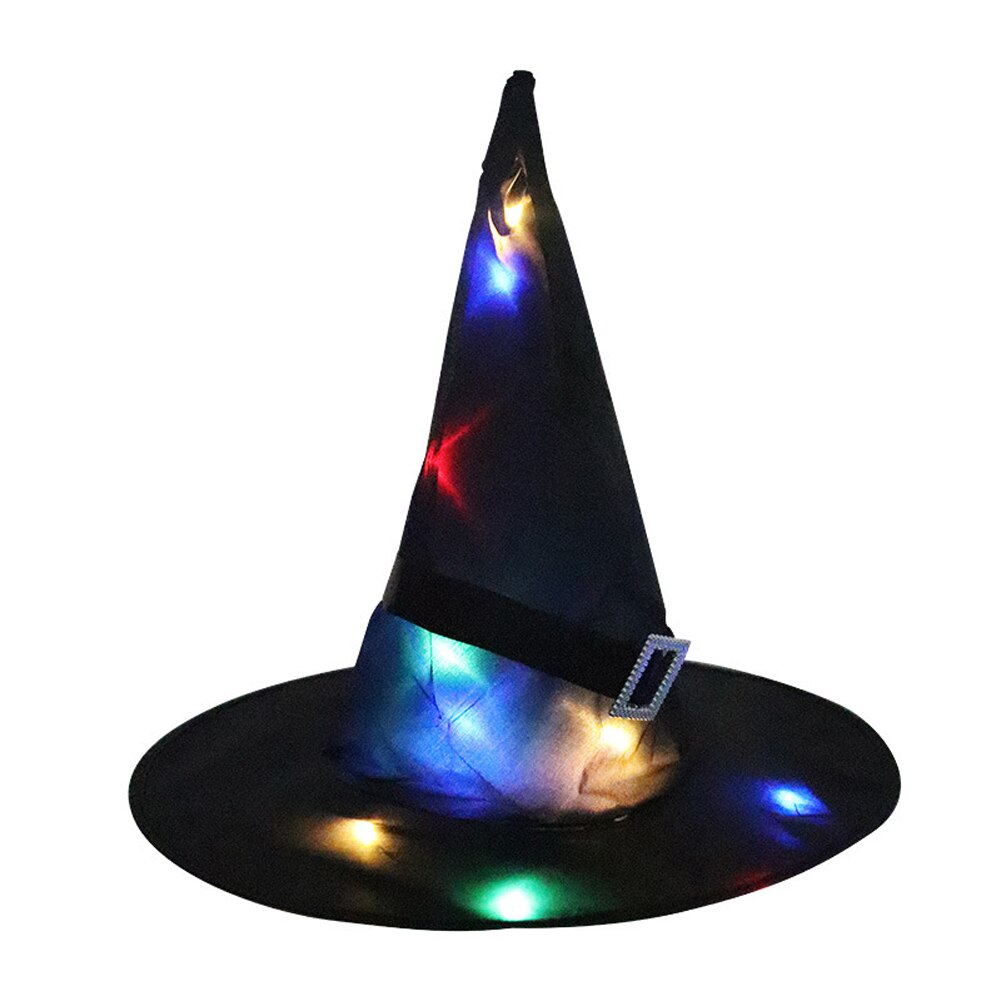 Neue Halloween Leuchtende Hexe Hütte mit LED Schnur Lichter Glänzende Kostüm Headwear für Außen Dekoration Cosplay Requisiten: Schwarz