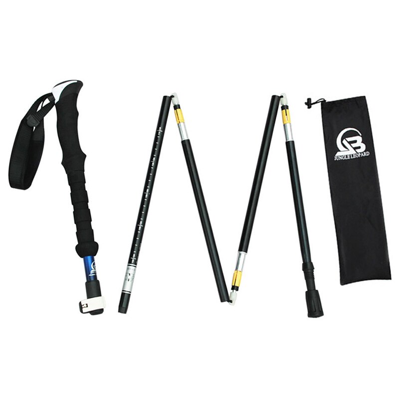 Collapsible Nordic Walking Poles Folding Trekking Poles Telescopic Hiking Walking Stick Adjustable Climbing Scandinavian Sticks: Blue