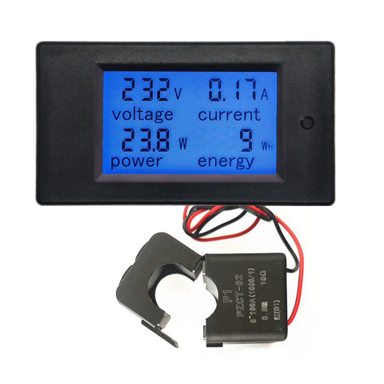 Ac 100A Digitale Power Kwh Watt Meter Volt Amp Voltmeter Amperemeter Open Close Ct