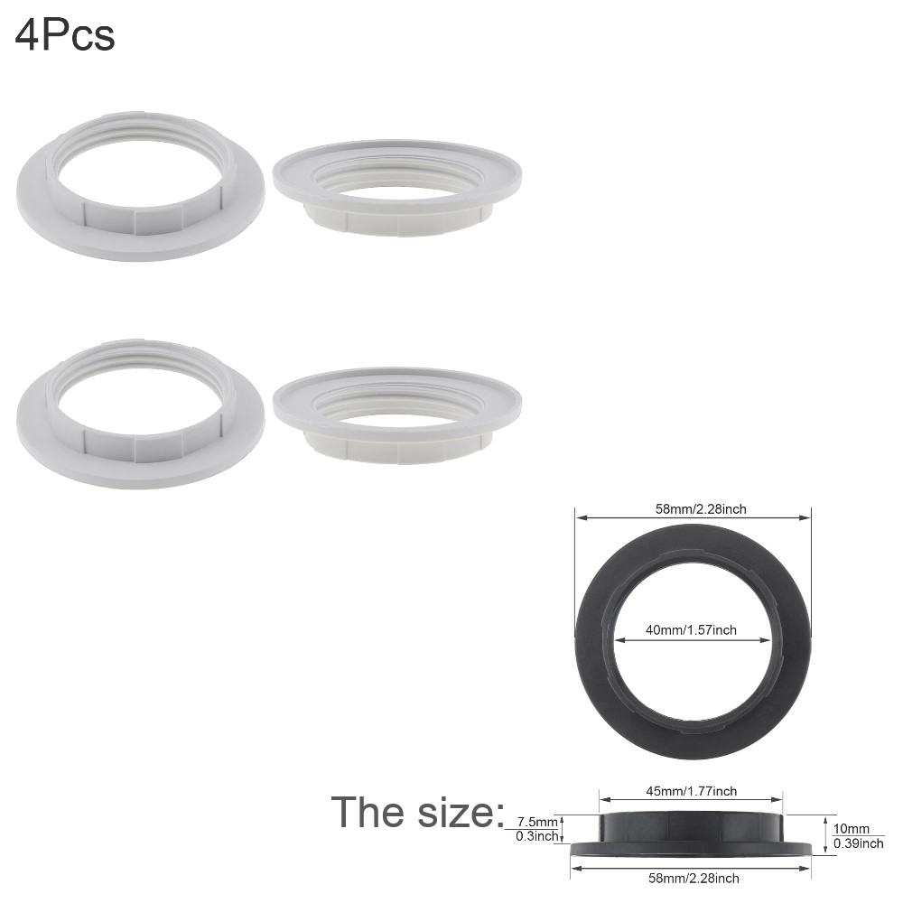 4 STKS/PARTIJ E26/E27 Lampenkap Adapter Lampenkap Kraag Ringen Schroefdraad Kandelaar Base Retainer Lock Socket Vervanging: WHITE