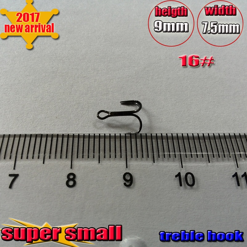 Treble Vishaken Maat 16 # Nummer: 50 Stks/partij Super Kleine Dreg Koolstofstaal
