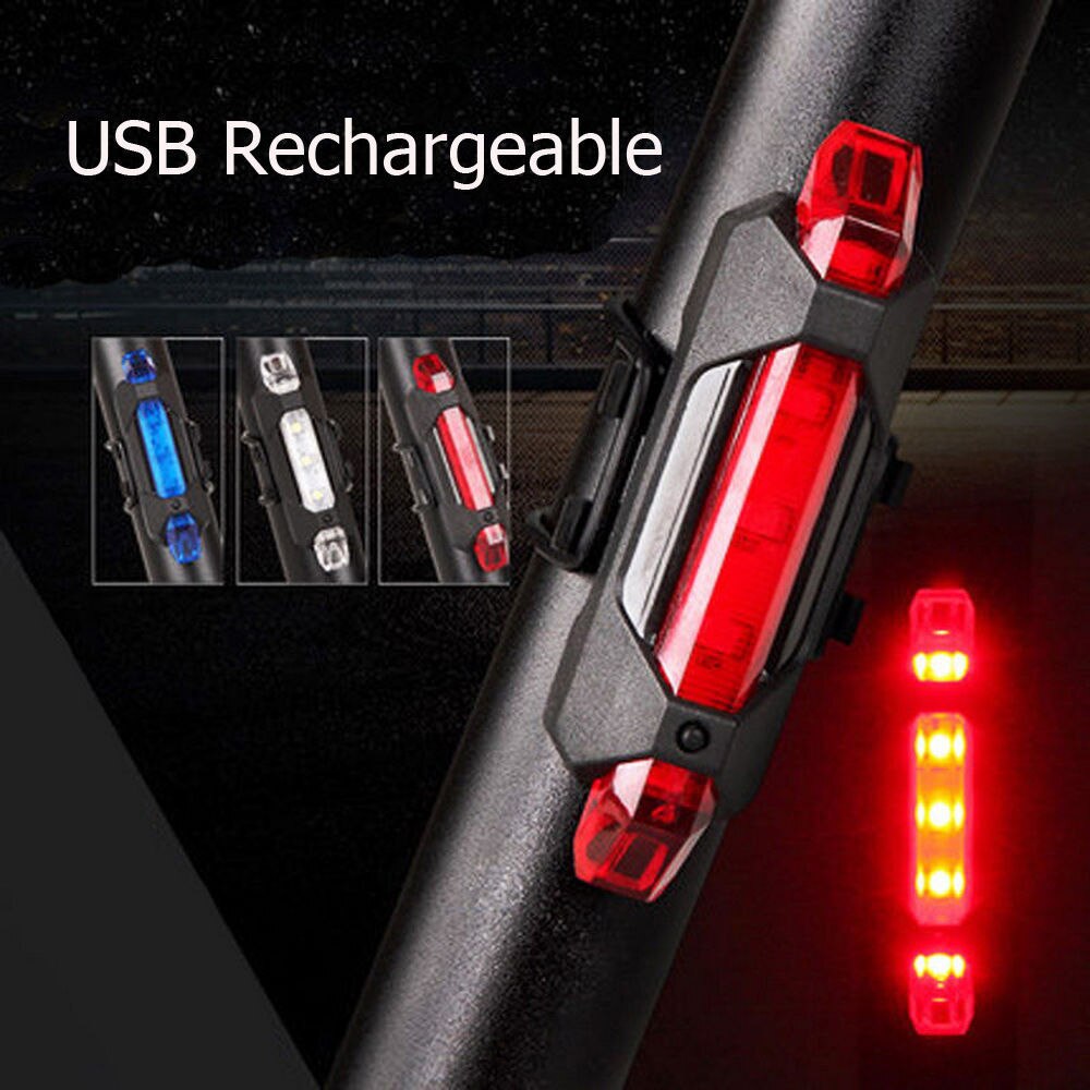 Universele Fiets LED Signaal Waarschuwingslampje Zaklamp Achterlichten Light USB Oplaadbare Waterdicht Veiligheid Bike Light