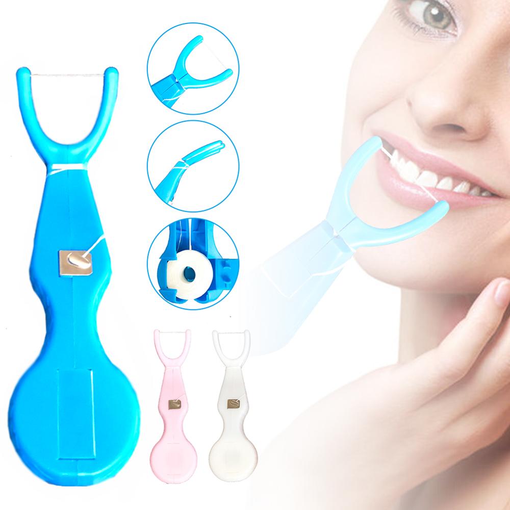 Dental Floss Picks Orale Herbruikbare Flosdraad Houder Met 1 Roll Dental Floss Pick(98.4 Inch) voor Vervanging Oral Care Tool