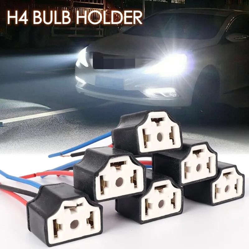 Portalámparas H4 para bombilla de coche, cableado de cable cerámico de 3 orificios, bombilla para faro de coche, enchufe de haz de luz, accesorios de luz para automóvil, 2/4/6/10 Uds.