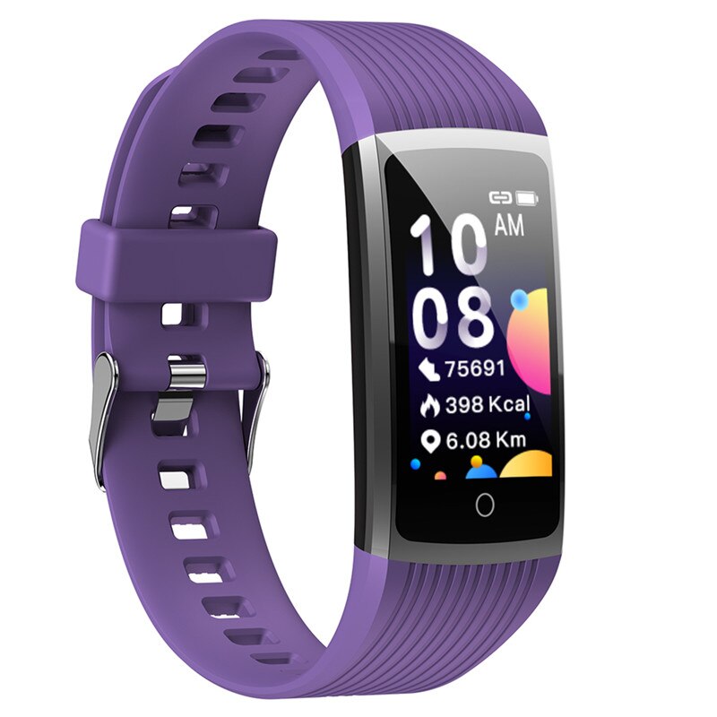 Smart Bracelet Men Women Fitness Tracker band 4 Heart Rate Blood Pressure Pedometer Wristband Watch For XiaoMi Honor IOS Phone: Purple