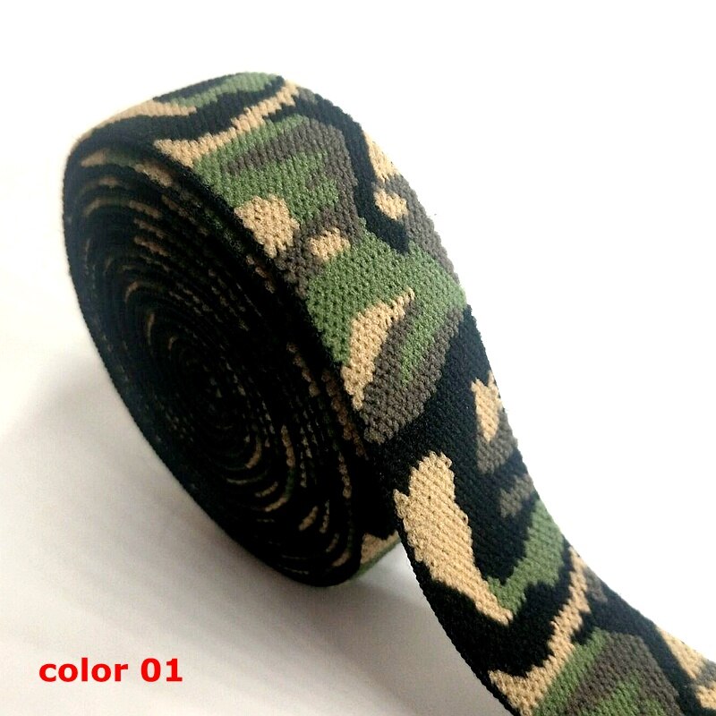 Hl 25 Mm 2 Meters/package Drie Kleuren Camouflage Patroon Elastische Band Kleding Tassen Schoenen Thuis Textiel Naaien Accessoires Diy: color 01