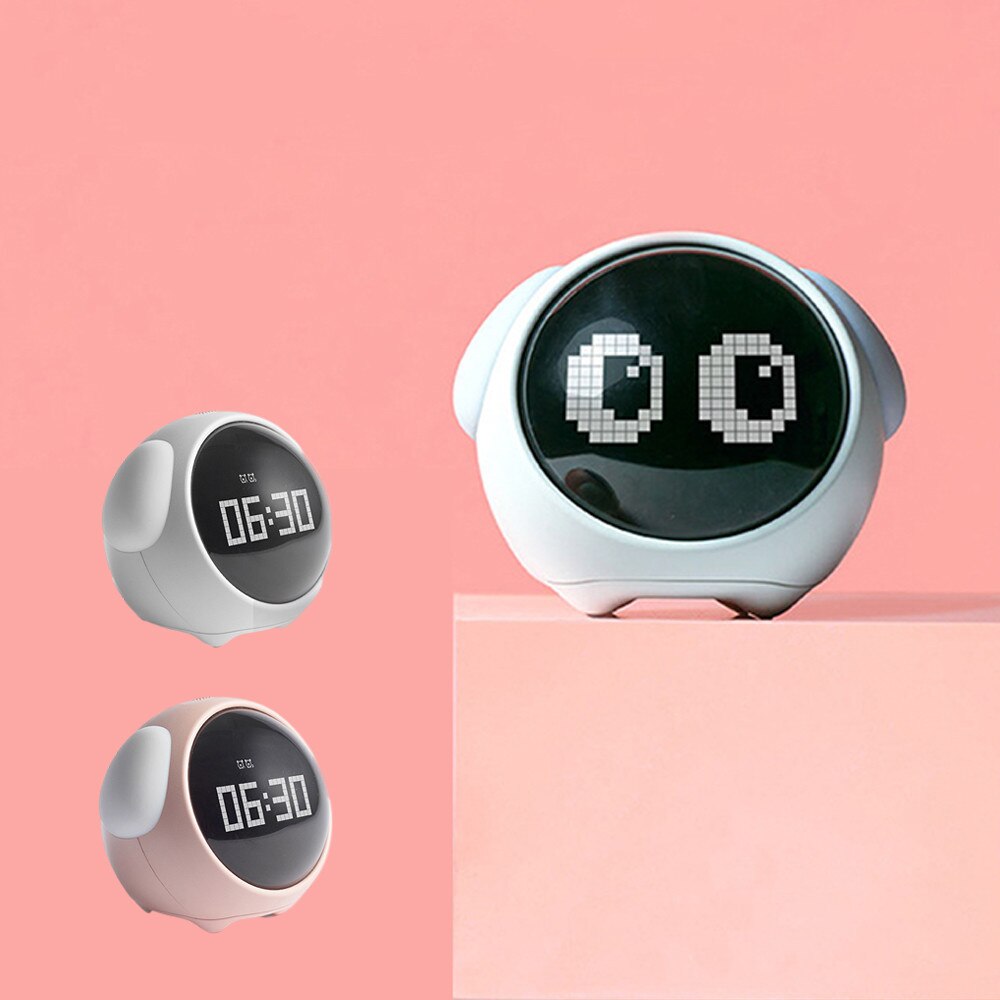 Alarm Clock Home Decoration Cute Expression Pixel Wake Up Light Electronic Digital Multi Function LED For Children