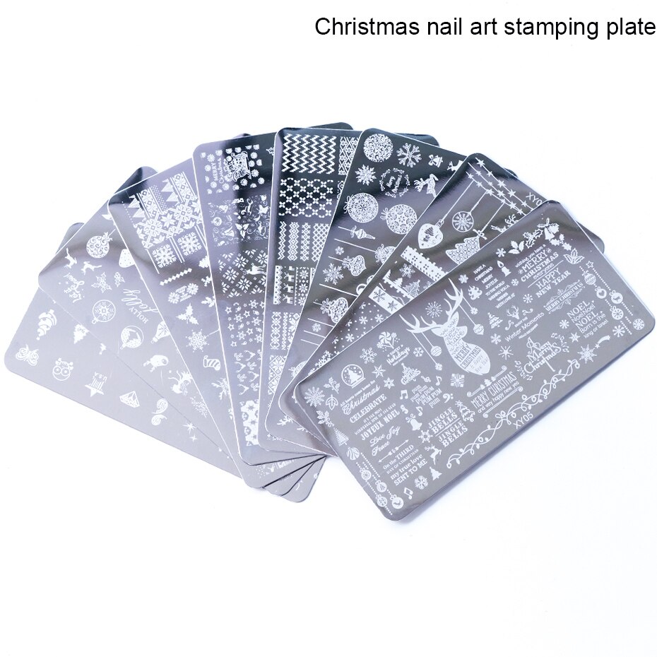 1 stk jule nail art stempling plater snøflak bokstaver blader negle stempel maler polish sjablonger manikyr trxy 01-08