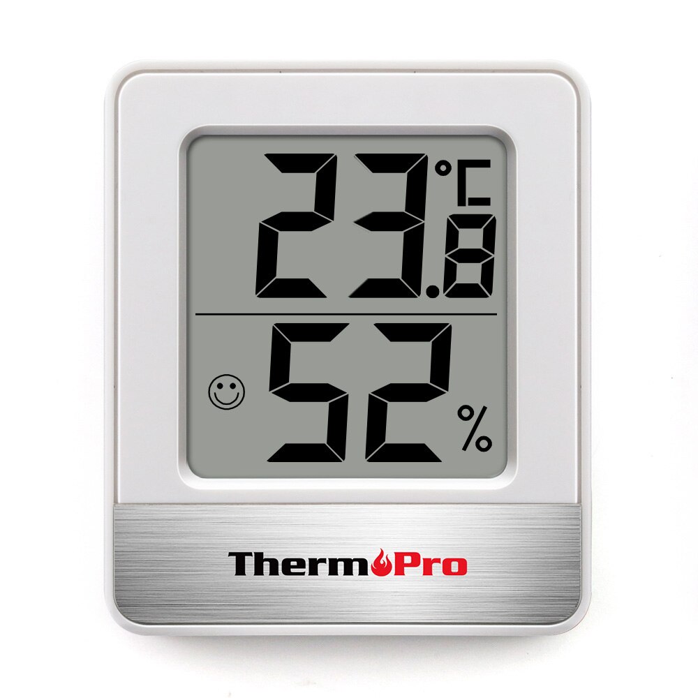 Thermopro  tp49 mini vejrstation sort hvid rumtermometer hygrometer: Hvid