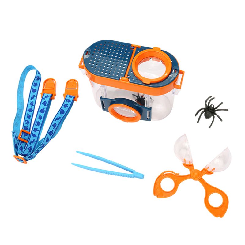 Vision d&#39;insecte avec Microscope grossissant, Observation de classe de Science pour enfants